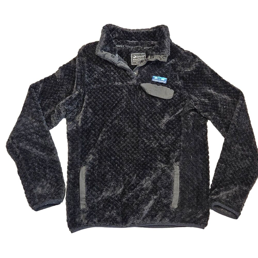 Simply Southern Women's Black Casual Pullover Jacket Size Small Soft Comfy